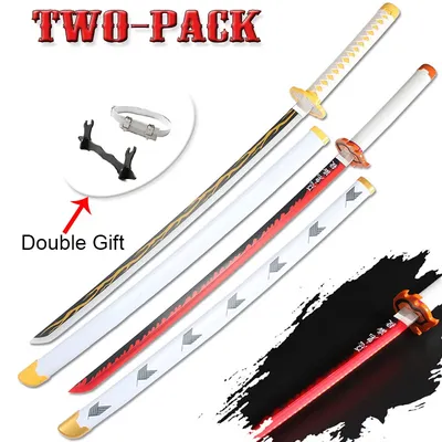 41″ LED Demon Slayer Anime 2-Pcs Set Katana Luminous Sword Cosplay Weapons Kyoujurou Comes With