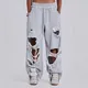 Pantaloni sportivi larghi da donna Casual Y2K Hip Hop Grunge Pantaloni larghi strappati con foro a gamba larga Pantaloni streetwear oversize