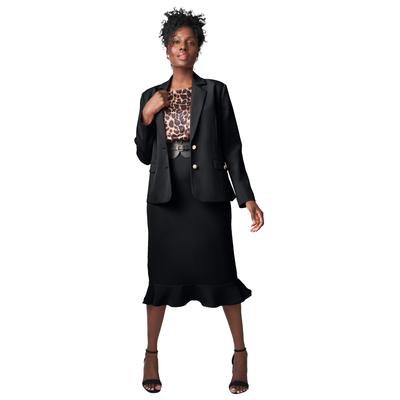 Plus Size Women's Peplum Skirt Suit by Jessica London in Black (Size 22)