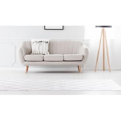 Teppich CALO-DELUXE "Jardan-2000" Gr. 2, beige (creme, weiß), B:80cm H:20mm L:150cm, Kunstfaser, Teppiche, besonders weich durch Microfaser, Rauten-Design Image