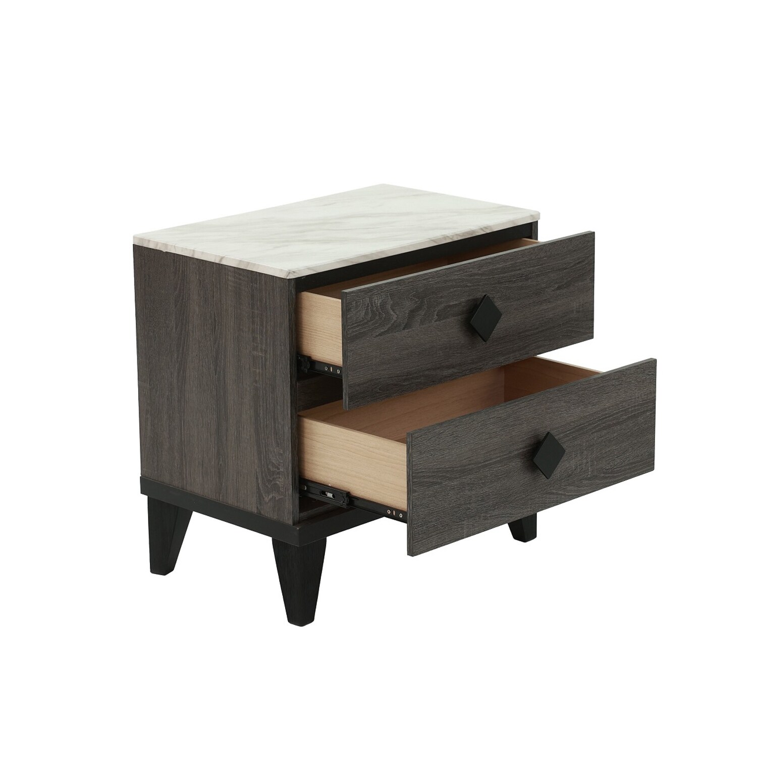 Two-tone Wooden Nightstand with 2 Drawers
