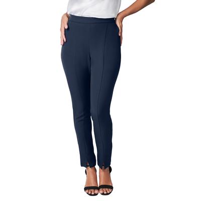 Plus Size Women's Bi-Stretch Slit Front Ankle Pant by Jessica London in Navy (Size 16 W)