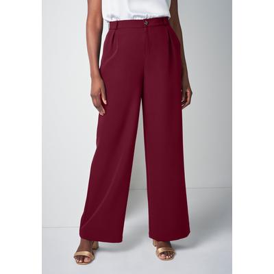 Plus Size Women's Bi-Stretch Wide Leg Pant by Jessica London in Merlot (Size 24 W)