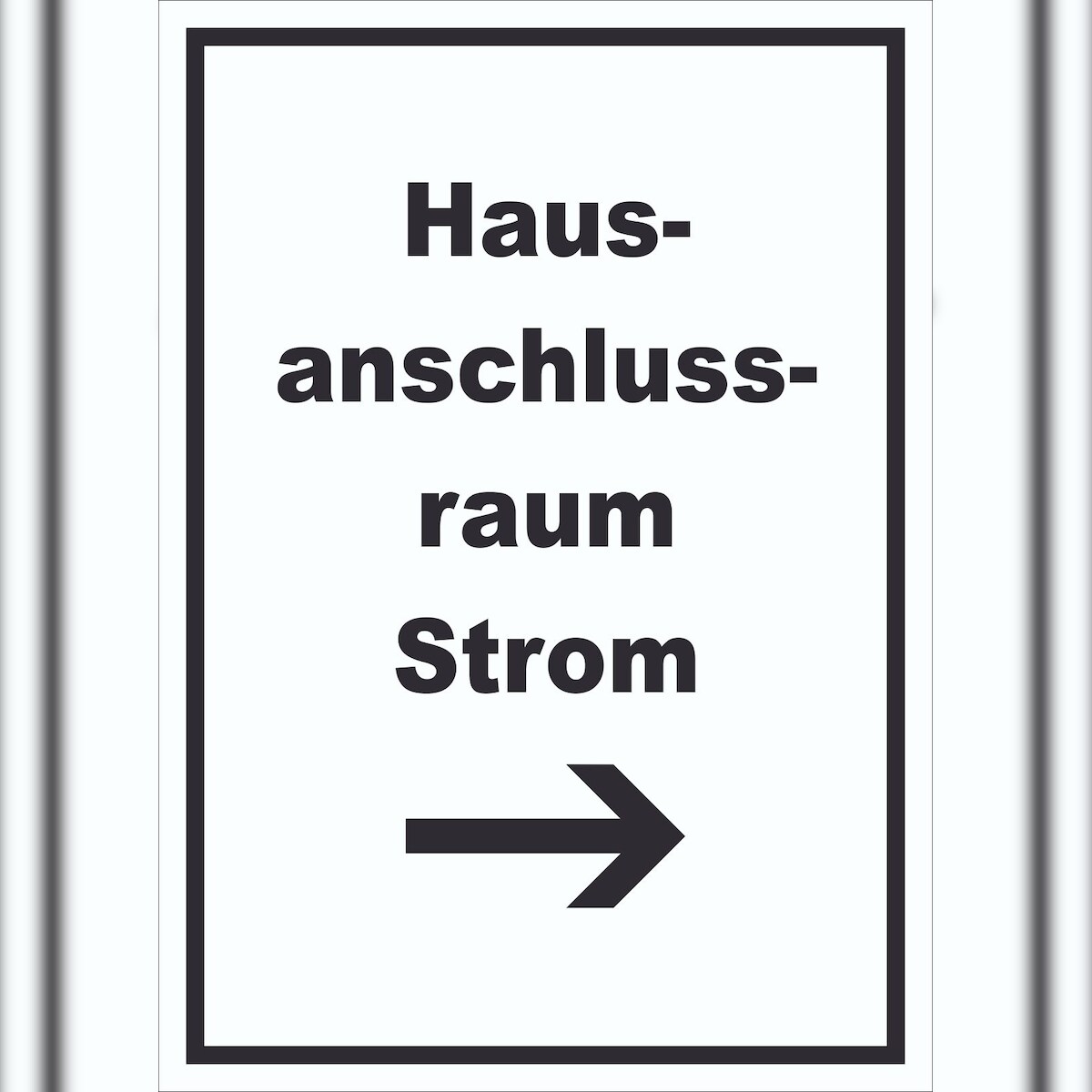 HB-Druck Hausanschlussraum Strom Schild mit Text und Richtungspfeil rechts HAR hochkant A4 (210x297mm) Image