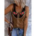 Femmes Débardeur caraco Graphique Bloc de Couleur Bohème Élégant Rétro Vintage Sans manches Sans manches Col en V Hauts courts Quotidien Sortir Tenue de plage Imprimé Noir Rose Claire Bleu Orange
