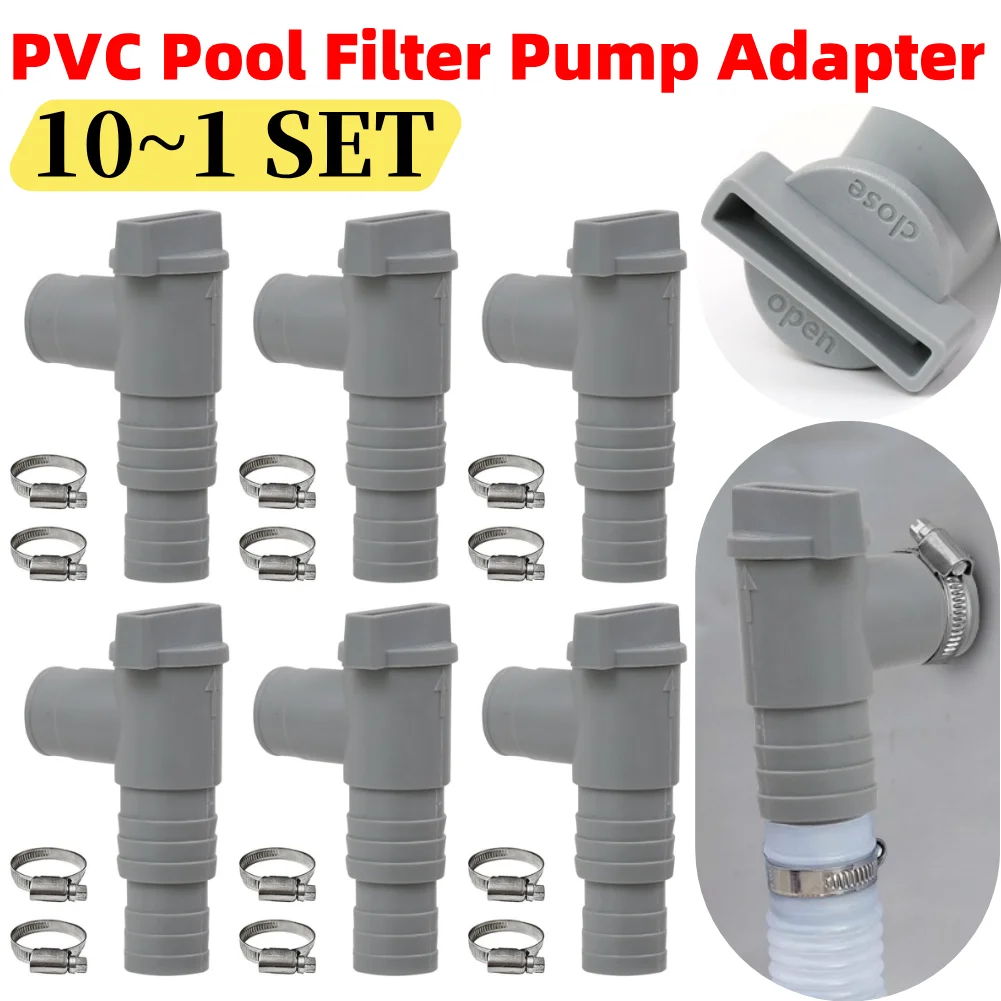 10-1SET PVC-Poolfilterpumpenadapter, 32 mm Poolpumpenadapter, auslaufsicher, versiegelter Ersatz für Teile von Outdoor-Geräten Image