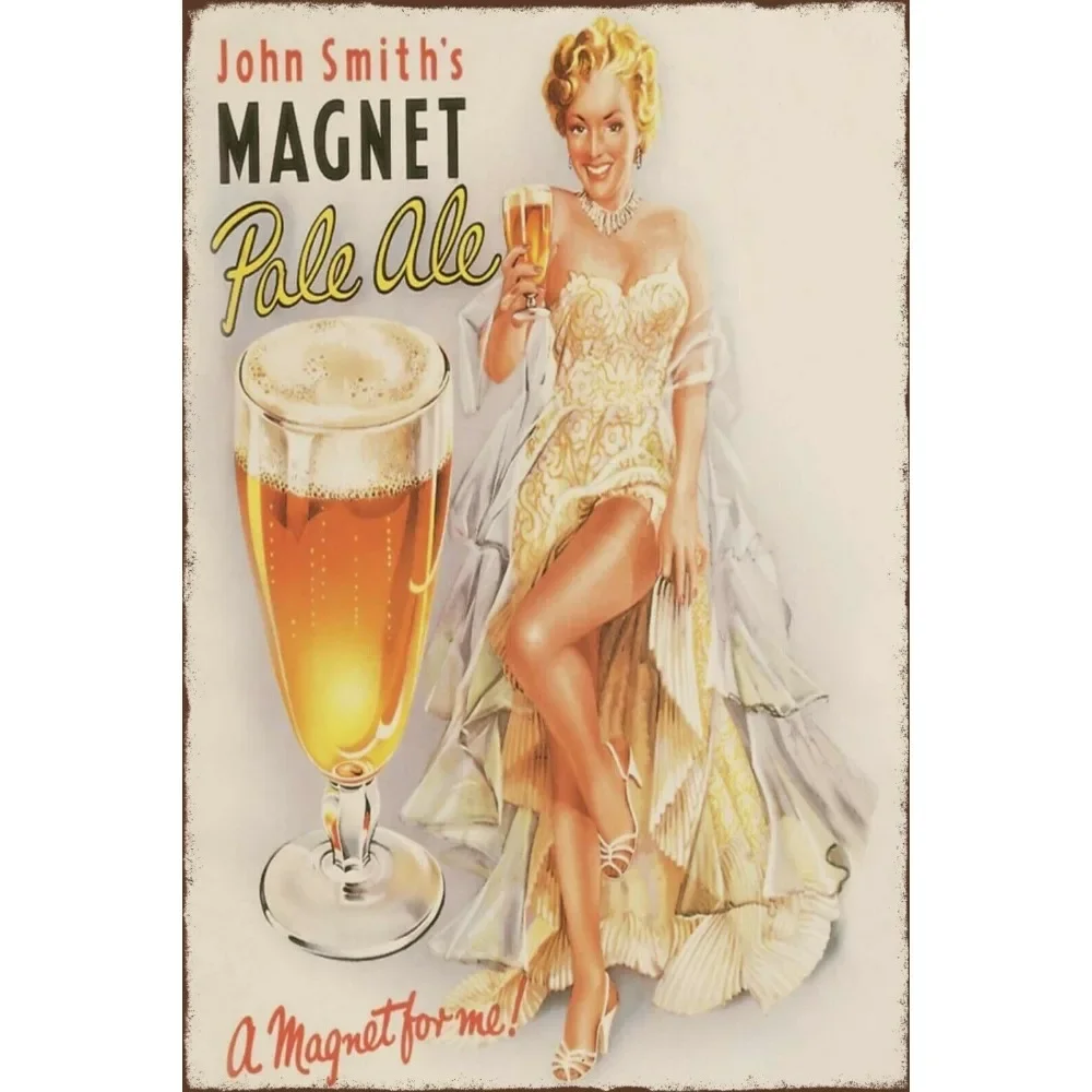 Magnet Pale Ale Bier Pin-up Werbung Vintage Retro-Stil Metallschild, Kneipe, Bar Image
