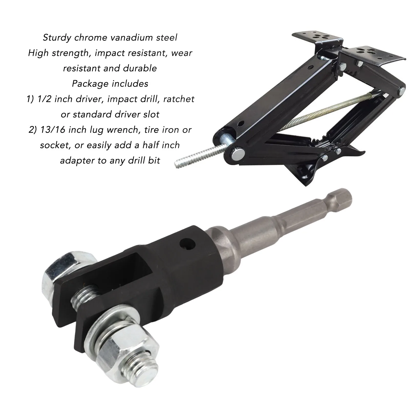 1/2 zoll Auto Scissor Jack Adapter Scissor Jack Buchse Bohrer Adapter für Oder Doppel Loch Scissor Jacks Scissor Jack Adapter Image