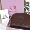 Vintage braune Hello Kitty Kartentasche mit rosa Box Kawaii Charms Leder Hello Kitty Geldbörse Bus