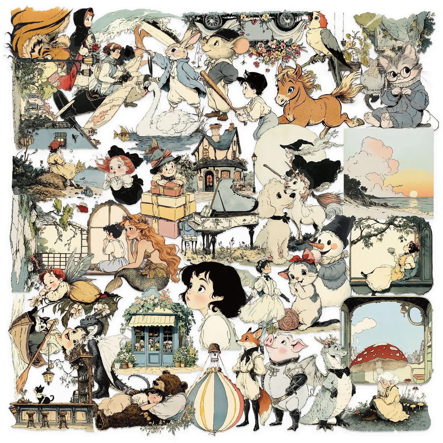 10/30/50Pcs Cartoon Kinder Spaß Comic Aufkleber Pack Wasserdichte Transparente PET Buchhaltung Dekor Gitarre Notebook