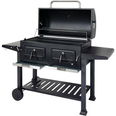 HHG - Holzkohlegrill 863, Grillwagen Standgrill bbq Gartengrill mit Deckel Ablage, Stahl Emaille Image