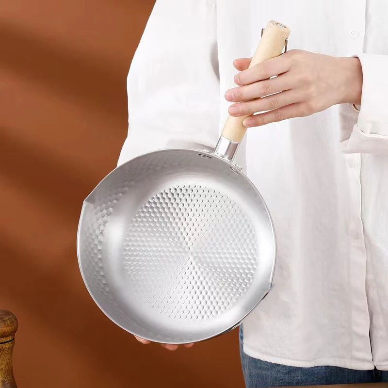 430 Edelstahl pfanne Schnee pfanne Holzgriff Eintopf Töpfe braten Wok Topf Milch topf Küchen utensilien praktisches Kochgeschirr Japanisch Image