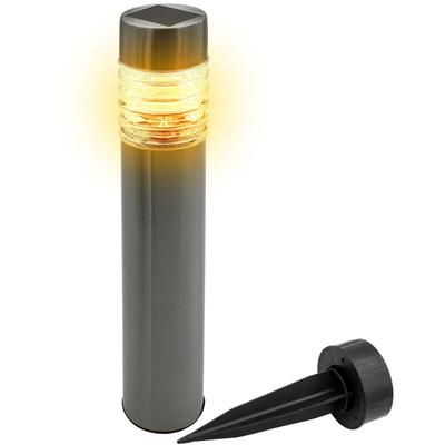 Spetebo - Edelstahl Solar Gehwegleuchte 42 x 8 cm - silber - Garten Wegeleuchte warm weiß Image