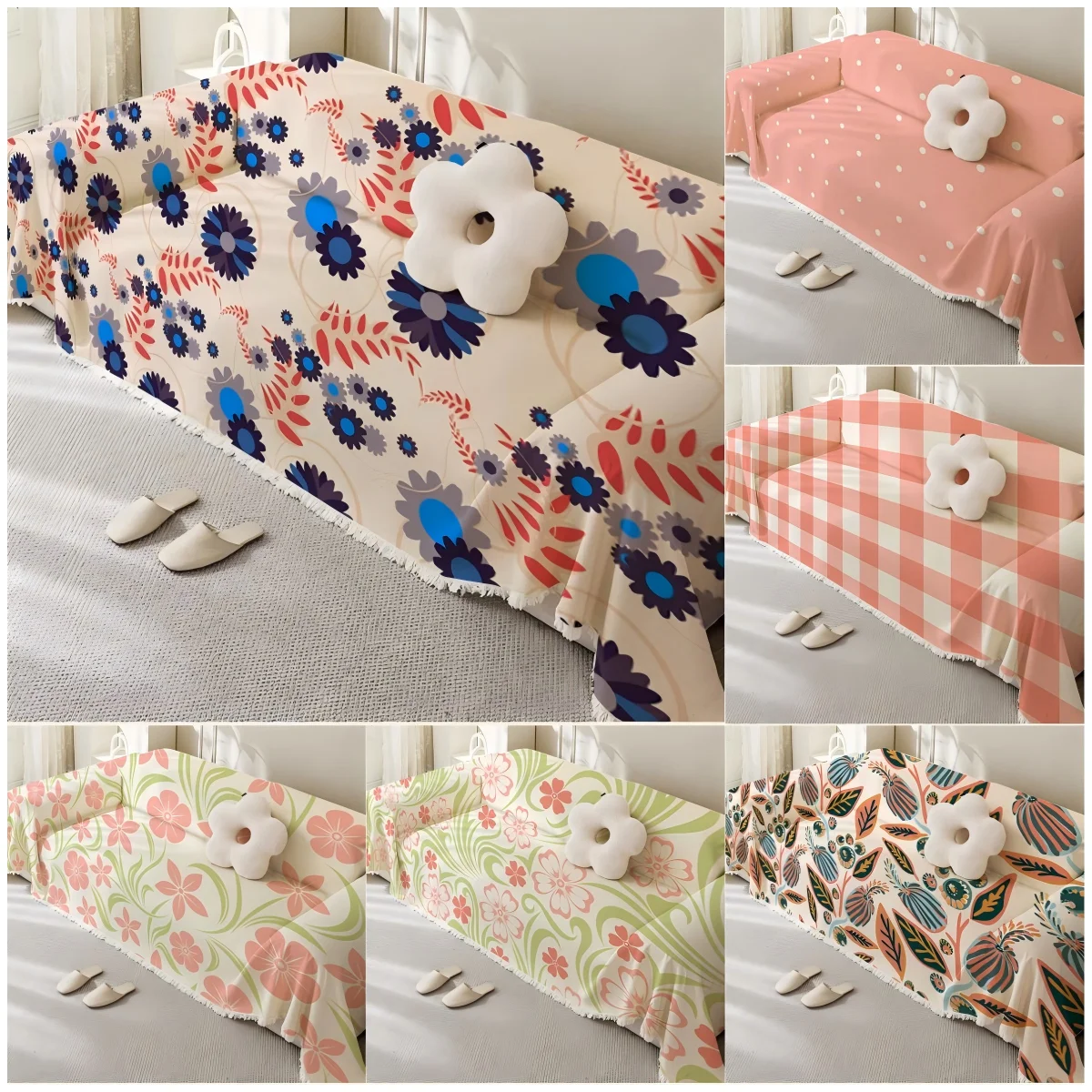 VIKAMA Skandinavisches, schlichtes, modernes Chenille-Sofahandtuch, vier Jahreszeiten, universeller Sofabezug, Decke, Heimdekoration Image