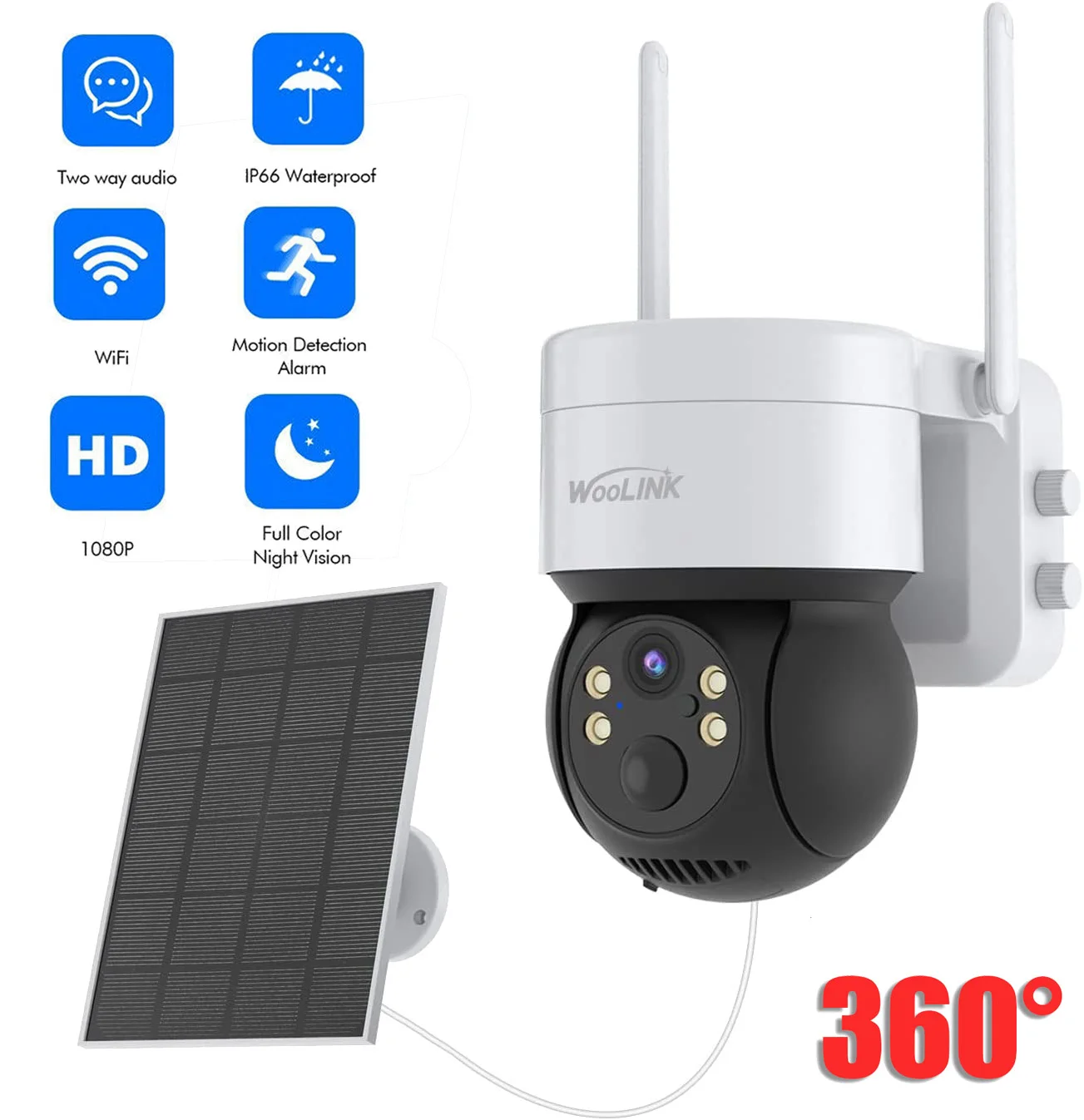 4MP Drahtlose Überwachungskamera Outdoor WiFi Solar Batteriebetriebene Kamera Schwenken/Neigen Drehen Überwachungskamera Hause Schutz 2,4G Image