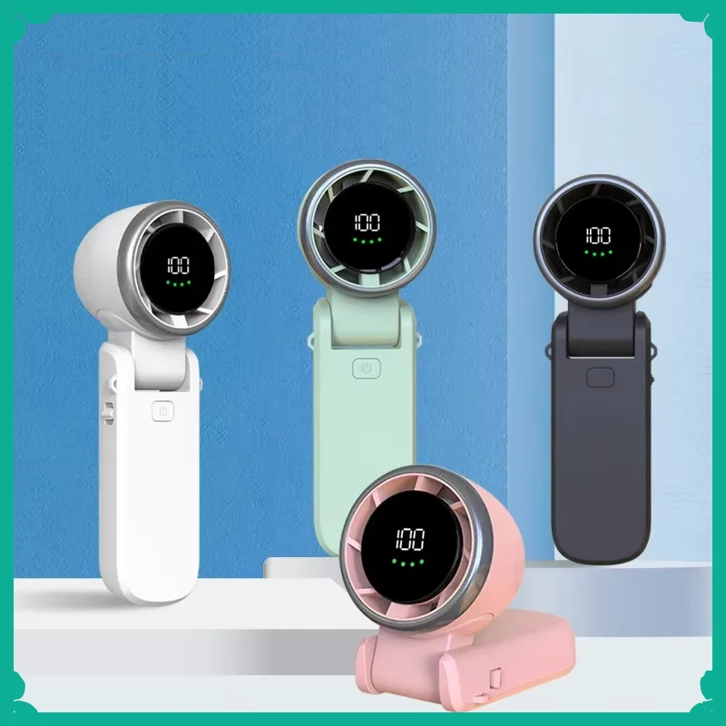 Hängender Halsventilator, tragbarer Outdoor-Kühlventilator, 180-Grad-faltbarer Desktop-Mini-Ventilator, handgehaltener, leistungsstarker Hochgeschwindigkeits-Turbo-Ventilator Image