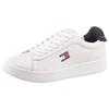 Plateausneaker TOMMY JEANS "ARCHIVE' 98", Damen, Gr. 41, bunt (weiß, dunkelblau), Nappaleder, Textil, sportlich, Schuhe, Freizeitschuh, Halbschuh, Schnürschuh, Kontrastbesatz an der Ferse