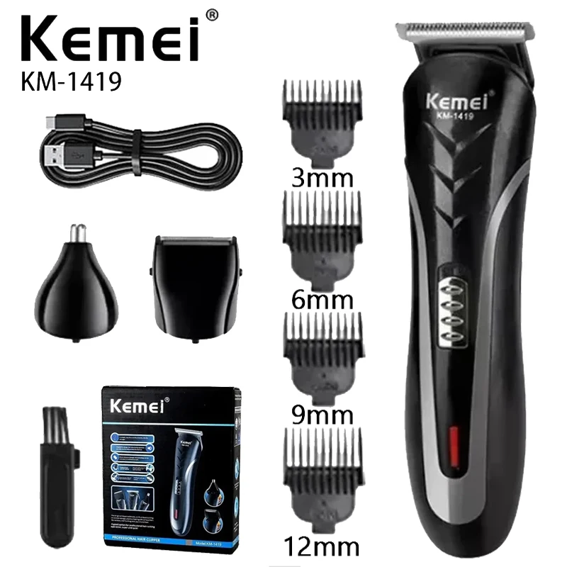 Kemei KM-1419 Rechargeable Electric Hair Clipper Men