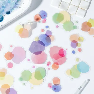 20 pcs Watercolor Cartoon Stickers hand tent DIY Labels Stick Creative scrapbook materials Aesthetic