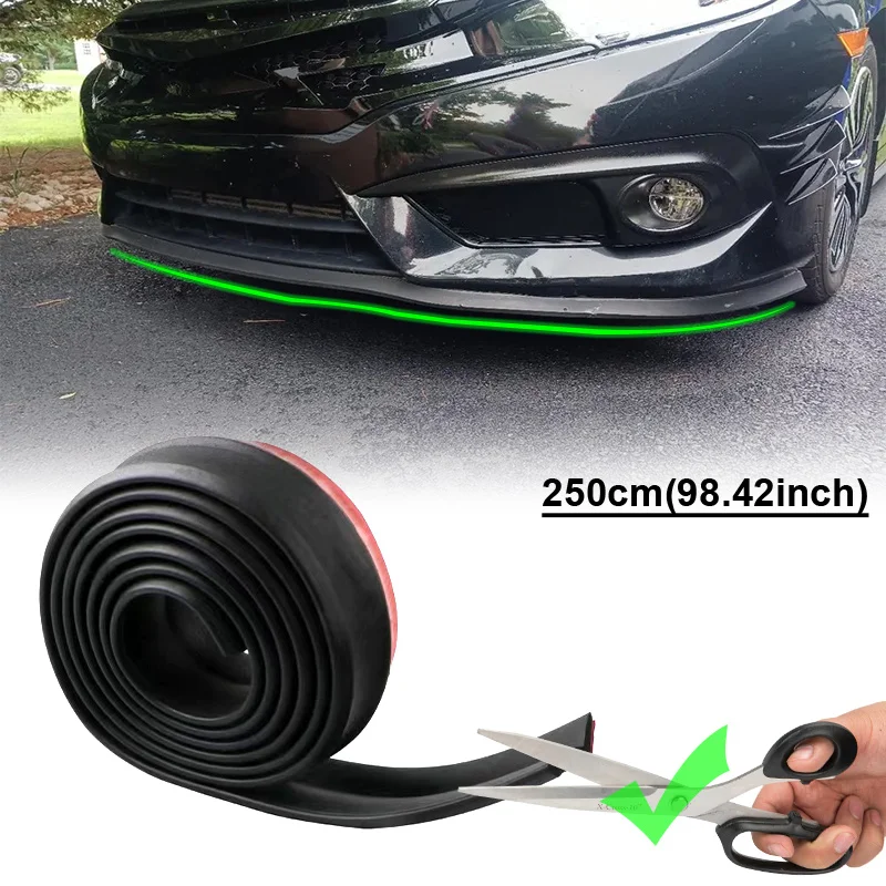 2.5m Universale Paraurti Anteriore Spoiler Labbra Paraurti Auto Protezione Labbro Adesivi Auto Paraurti Anteriore Labbro In Gomma Paraurti Auto Striscia di Gomma