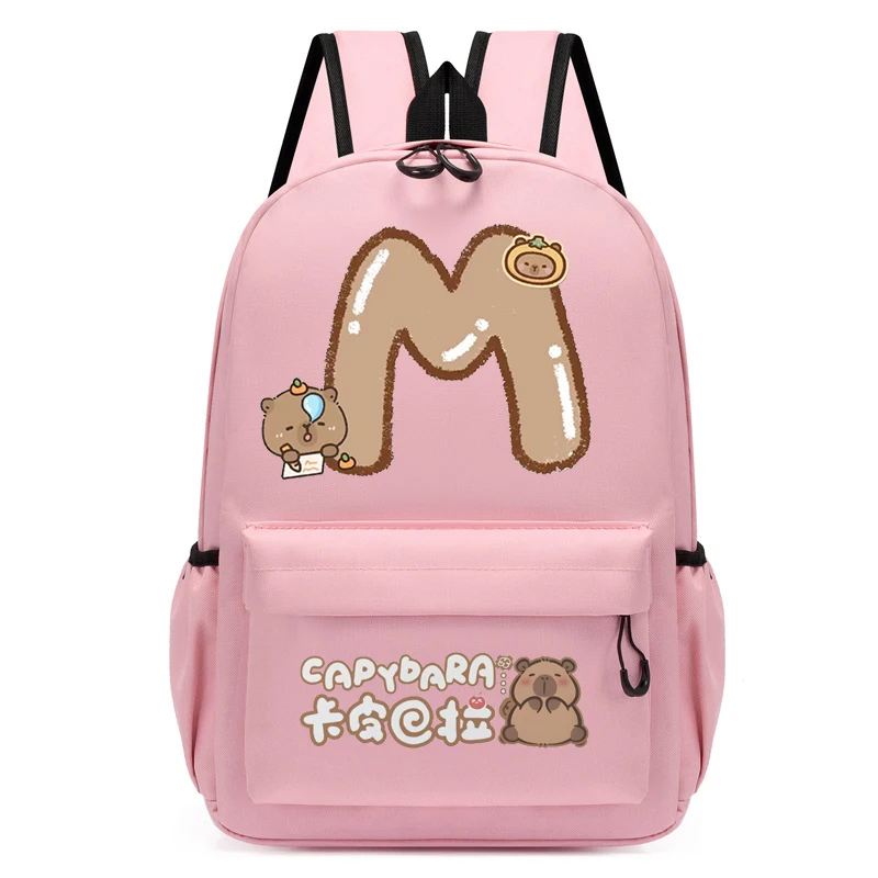 A-Z Alphabet Capybara Anime sac d'école sac à dos sac à dos dessin animé sacs d'école enfants cartables maternelle Bookbag enfant Mochila
