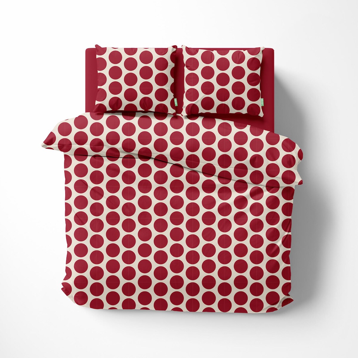 Benetton - 4-teiliges Kingsize-Bettset (Bettbezug 260 x 240 cm, Spannbettlaken 200 x 200 cm und 2 Kissenbezüge 50 x 50 cm), 100 % Baumwolle, Rot Image