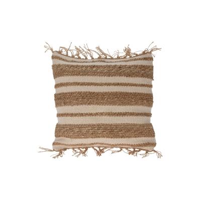 WellHome - Kissen aus Jute und Baumwolle mit Fransen in Beige, 45x45cm Image