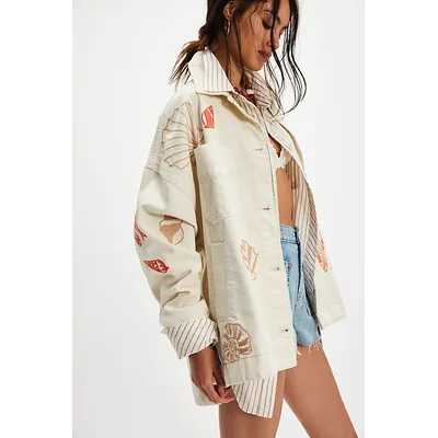 We The Free Madison City Embroidered Jacket at Free People in Tofu, Size: XS