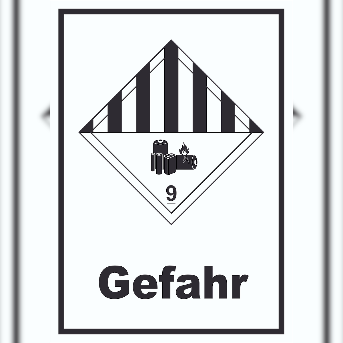 HB-Druck Schild Achtung Lithiumbatterien Gefahr Gefahrgutklasse 9a hochkant A5 Rückseite selbstklebend Image