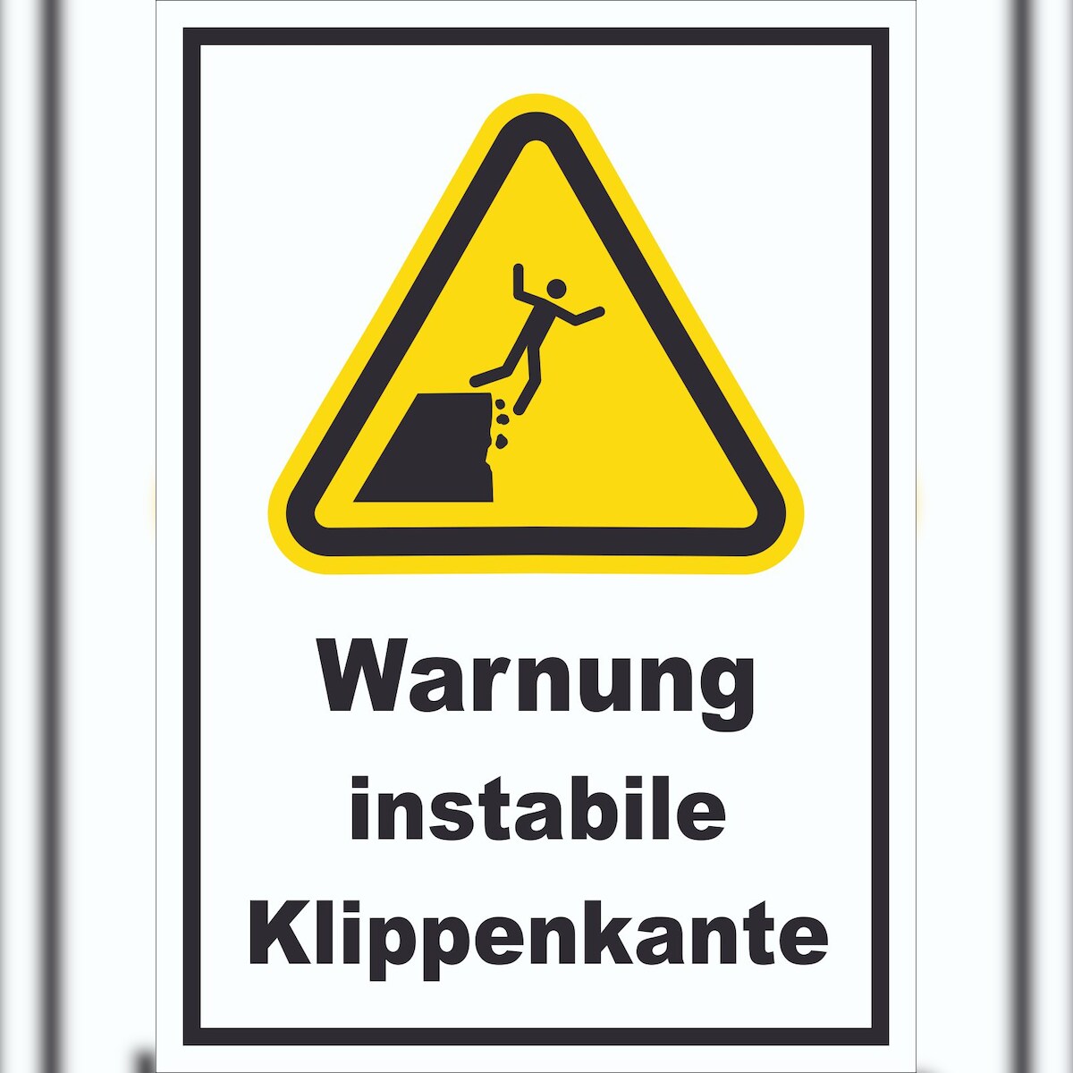 HB-Druck Schild Warnung instabile Klippenkante A4 Rückseite selbstklebend Image