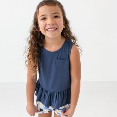 Vintage Navy Peplum Pocket Tank - 2T