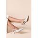 Dorothy Perkins Womens Billie Faux Patent Leather Pointed Slingback High Stiletto Heel Court Shoes - Light Blue - Size UK 8