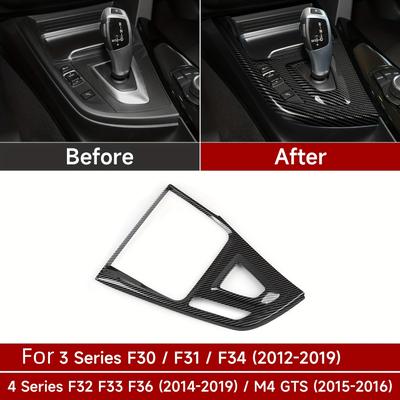 TEMU Car Gear Shift Panel Cover Abs Carbon Fiber Interior Sticker For 3 F30 F31 F34 3gt F32 F33 F36 2012-2019 Accessories - 330e Not Fit Image