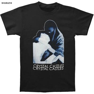 TEMU Crystal Castles Graphic Print Cotton T-shirt For - Vintage With , Loose Neck Short Sleeve, Black Summer Casual Top, Machine Washable Image