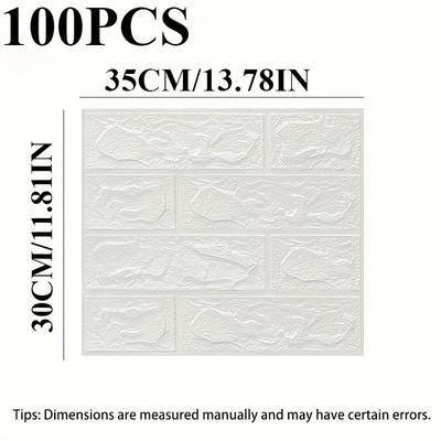TEMU 100pcs 3d Foam Wall Stickers Set - Easy , Waterproof & Moisture-proof, For Living Room Decor Image