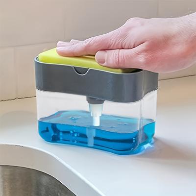 TEMU Kitchen Soap Dispenser Set With Sponge Holder And Bonus Sponge - Plastic, Home Cleaning Image