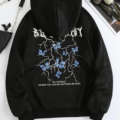 TEMU Print Kangaroo Pocket Hoodie, Casual Long Sleeve Drawstring Hooded Sweatshirt, Women's Clothing Image
