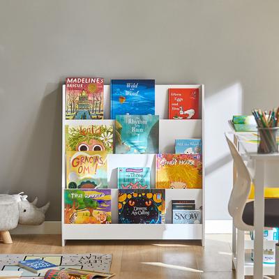 TEMU Children's Bookshelf Newspaper Stand With 4 Shelves Storage Rack For Kids White Bht . 80x88x30cm Storage System Image