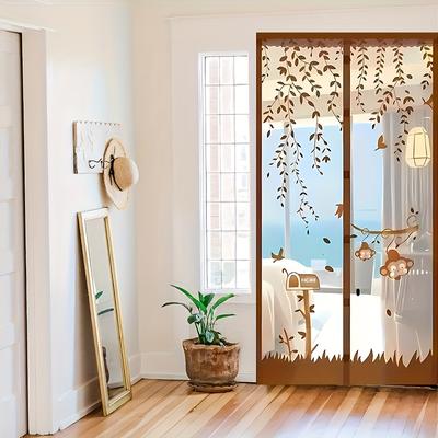 TEMU 1pc Classic Magnetic Auto-sealing Screen Door, 35.43x82.68in, Heavy Duty Polyester Knit, Machine Washable, Pet-friendly, Fits Rooms, Easy Clean, No Electricity Or Battery Needed Image