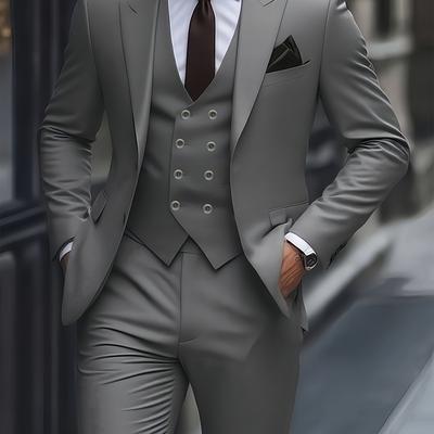 TEMU Men's Suit Set Simple And Comfortable Classic Dress Suit High-end Suit Wedding Groomsman Interview Party Casual Event Sports Festival Gift Image
