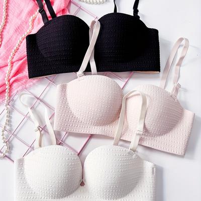 TEMU 3 Of Simple Women's Underwear Bra Gathered Cup -piece Casual Bra Seamless One-piece Image