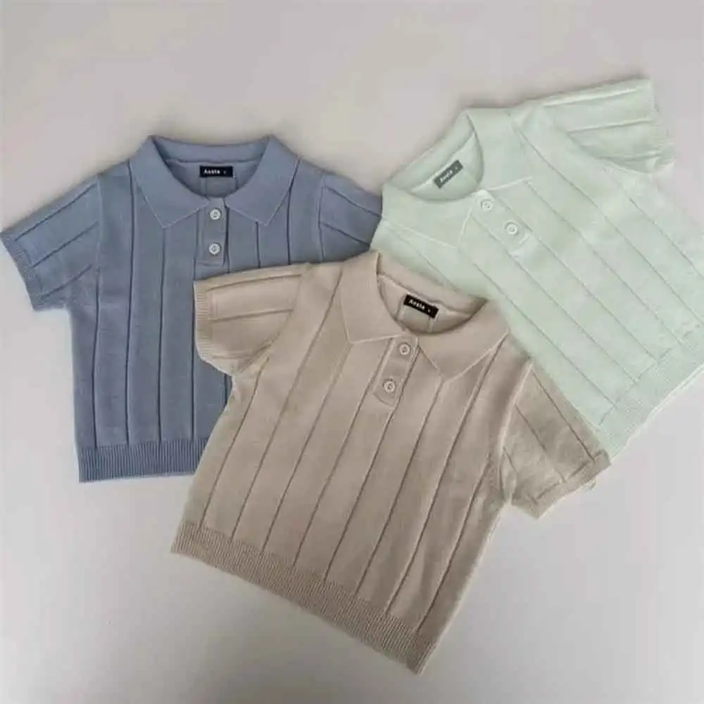 Frühling Sommer Baby Shirts Kinder Neue Koreanische Ausgabe Tops Kleinkind Gestricktes Hemd Dünnen Kragen Pullover kinder Mode Kleidung