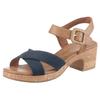 Sandalette MARCO TOZZI, Damen, Gr. 39, blau (navy), Textil, Lederimitat, unifarben mit Farbeinsatz, Veloursleder, klassisch, Schuhe, Blockabsatz, Plateau, Sommerschuh, Sandale mit Feel Me-Ausstattung
