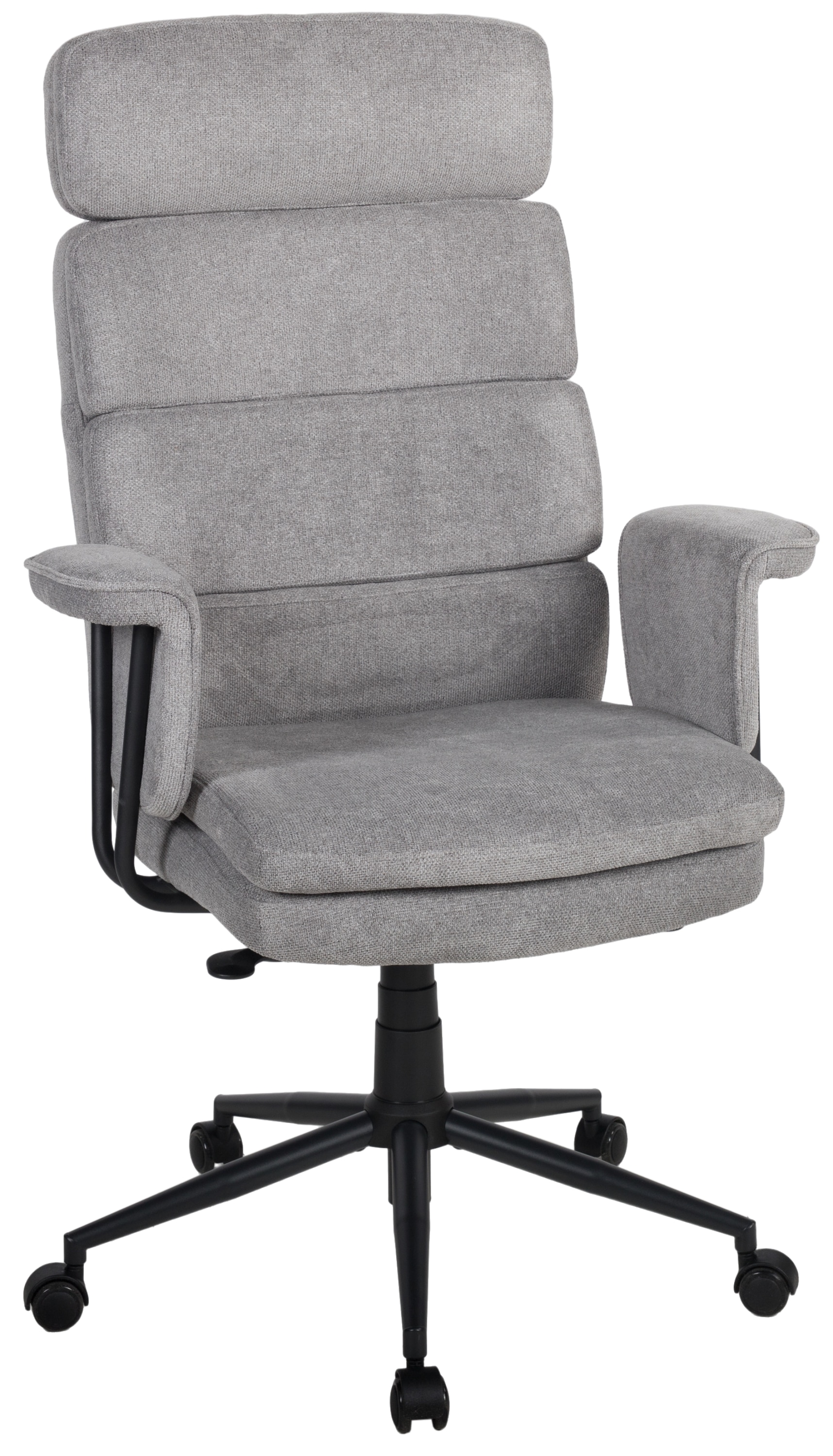 Chefsessel DUO COLLECTION "Chefsessel Junis", grau (grau, schwarz), B:77cm H:117cm T:78cm, 100% Polyester, Stühle, Kopfstütze in Höhe und Neigung verstellbar, Sitztiefenverstellung