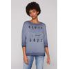 Sweater SOCCX, Damen, Gr. M, blau (blau grau), Material: 73% Baumwolle, 27% Polyester, bedruckt, casual, regular fit, Rundhals, 3/4-Ärmel Fledermausärmel Rippbündchen, Sweatshirts, mit Fledermausärmeln