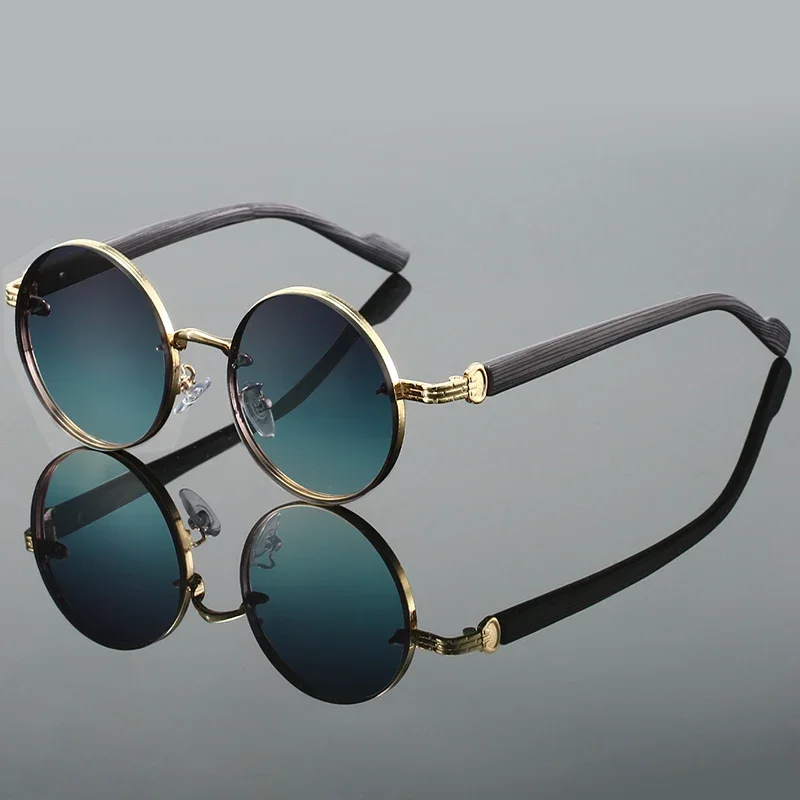 GM LUMIAS Vintage Runde Sonnenbrille 2025, modisch, klassisch, Farbverlauf, Outdoor-Sonnenbrille, trendiges Luxus-Markendesign, Metallrand-Sonnenbrille Image