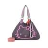 Henkeltasche FRITZI AUS PREUSSEN "Izzy Medium Limited Head Flocked", Damen, Gr. B/H/T: 15cm x 29cm x 42cm, lila, Baumwolle, bedruckt, Taschen, im tollen Hello Kitty-Design