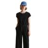 Jumpsuit MARC O'POLO DENIM "aus Ripp-Jersey", Damen, Gr. XL, Normalgrößen, schwarz, Obermaterial: 96% Baumwolle, 4% Elasthan, unifarben, regular fit, tiefer Rundhals, Kurzarm normaler Saum, Overalls