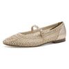 Riemchenballerina TAMARIS, Damen, Gr. 39, gold (goldfarben), Textil, Lederimitat, modisch, Schuhe, Blockabsatz, Halbschuh, Frühlingsschuh in modischer Häkeloptik