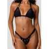 Bikini-Hose MODA MINX "Gold Shells Rouched Fixed Bikini Bottom", Damen, Gr. S, EURO-Größen, schwarz, 82% Polyamid, 18% Elasthan, unifarben, Badehosen, mit tollen Muschel-Elementen